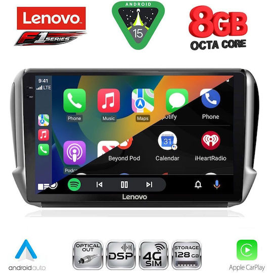 Lenovo Ηχοσύστημα Αυτοκινήτου για Peugeot 2008 2012-2021 (Bluetooth/USB/WiFi/GPS/Apple-Carplay/Android-Auto) με Οθόνη Αφής 10"