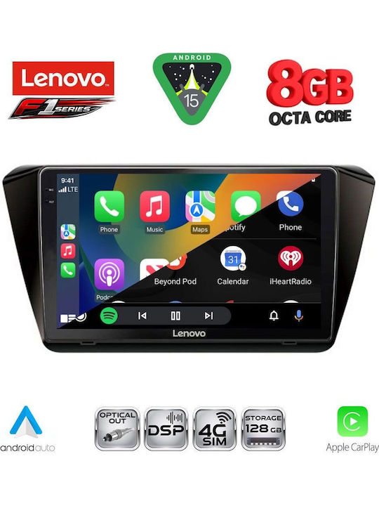 Lenovo Car Audio System for Skoda Superb 2015-2023 (Bluetooth/USB/WiFi/GPS/Apple-Carplay/Android-Auto) with Touch Screen 10"