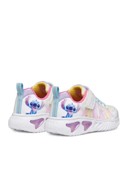 Kids Sneakers Anatomic with Hoop & Loop Closure & Lights White