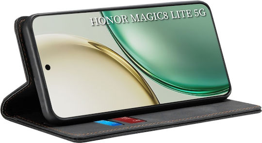 Wallet Δερματίνης / Δερμάτινο Μαύρο (Honor Magic8 Lite, SKYDDAR INNOVATION)