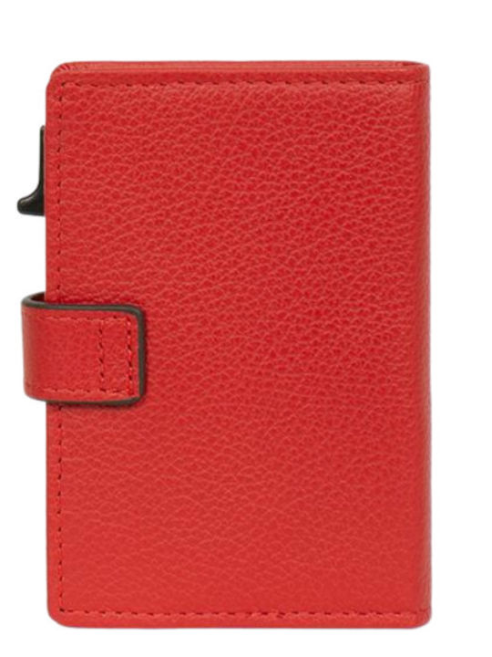 Leather Men's Wallet Classic with RFID and Slide Mechanism Red