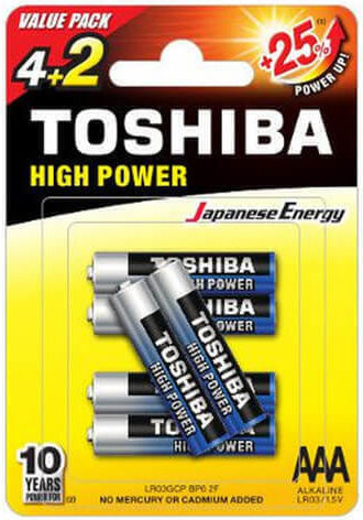 Toshiba High Power Alkaline Batteries AAA 1.5V 4pcs