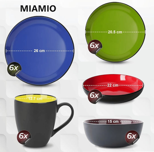 Miamio Le Papillon Multicolor Ceramică Set de Vase 30buc