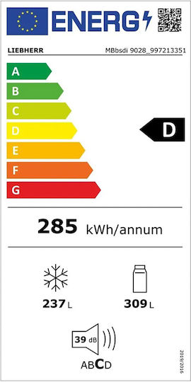 Liebherr Ψυγείο Ντουλάπα 546lt NoFrost Υ180.5xΠ90.6xΒ74.5εκ. Μαύρο Plus