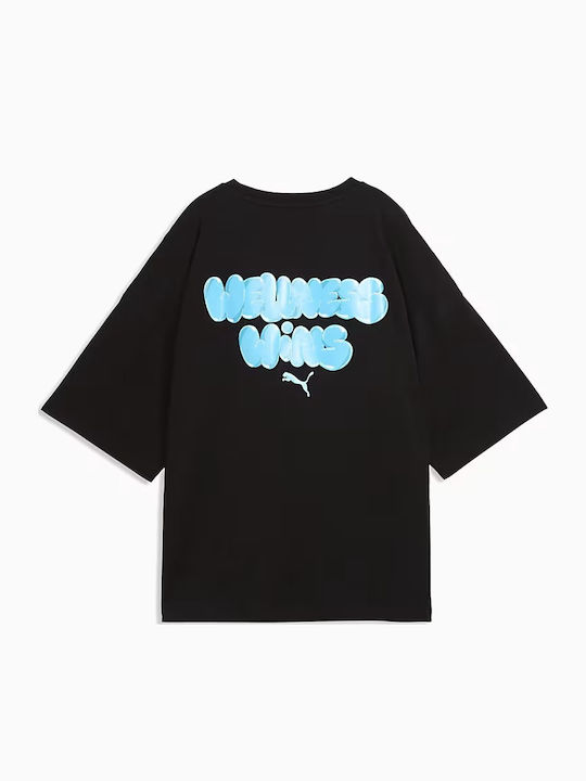 Graphic Damen Oversized T-Shirt Black