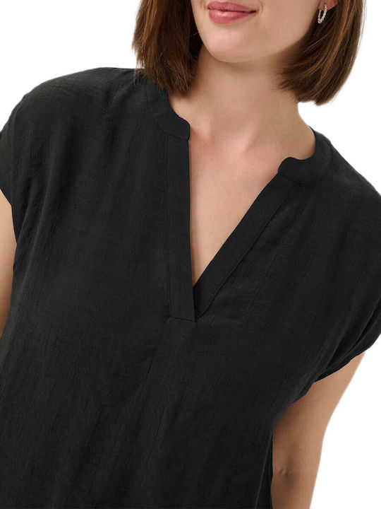 Women's Blouse with V Neckline Black