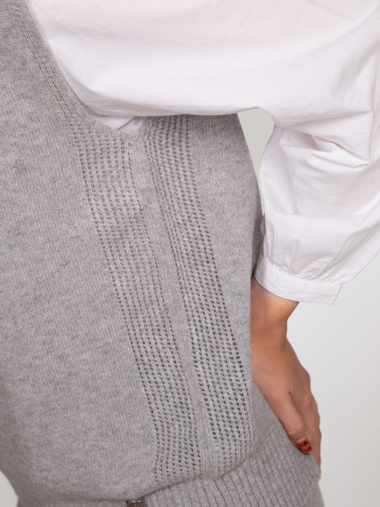 Winter Women's Tunic Sleeveless with V-Neck Grey Light