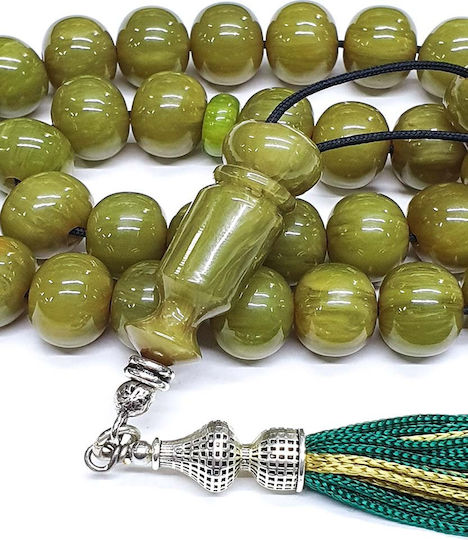 Roloi Komboloi Mastic Worry Beads with 33 Beads Green 35cm