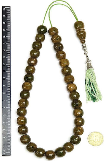 Roloi Komboloi Mastic Worry Beads with 33 Beads Green 39cm