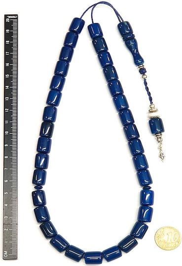 Roloi Komboloi Resin Worry Beads with 33 Beads Blue 40cm