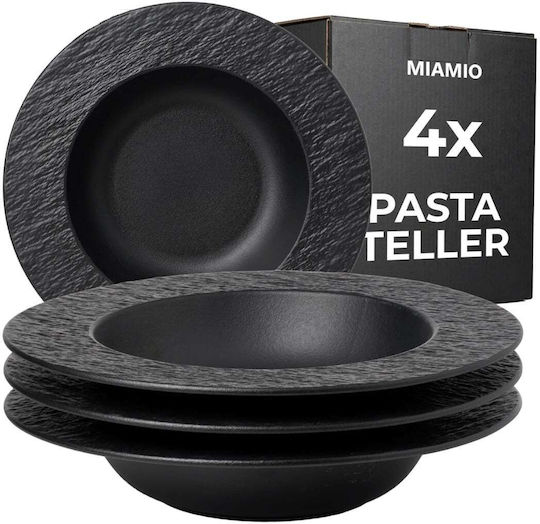 Miamio Oasis Πιάτο Βαθύ Κεραμικό Μαύρο 26cm 4τμχ Miamio Oasis Πιάτο Βαθύ Κεραμικό Μαύρο 26cm 4τμχ