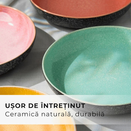 Miamio Las Palmitas Ceramic Multicolour Soup Plate Diameter 22cm 6 Pieces