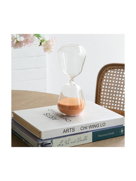 Artekko Office Decor Accessories Glass Hourglass from Glass 8.3x8.3x20.3cm in Orange Colour