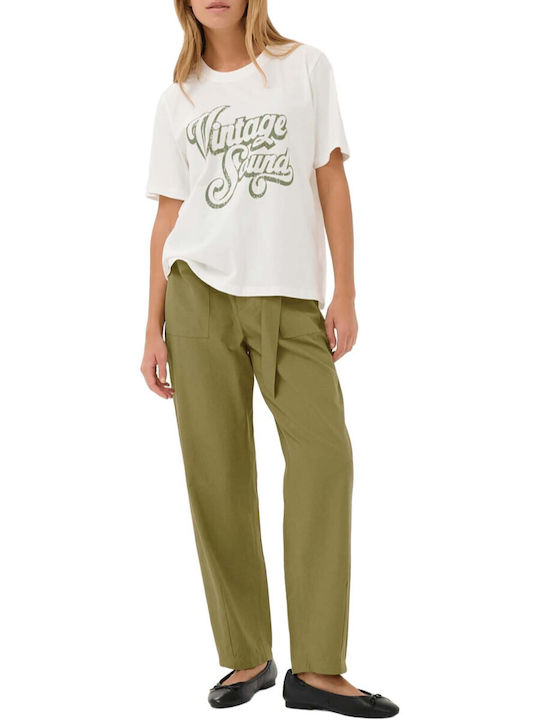 Kaffe Damen Hoch tailliert Stoff Hose mit Gummizug Olive Kaffe Damen Hoch tailliert Stoff Hose mit Gummizug Olive