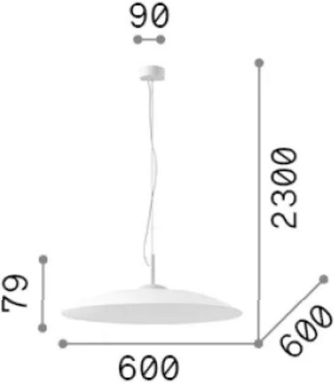 Ideal Lux Sp1 Κρεμαστό Φωτιστικό Μαύρο 60x60εκ.