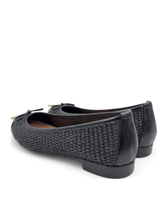 Leder Damen Ballerinas Schwarze