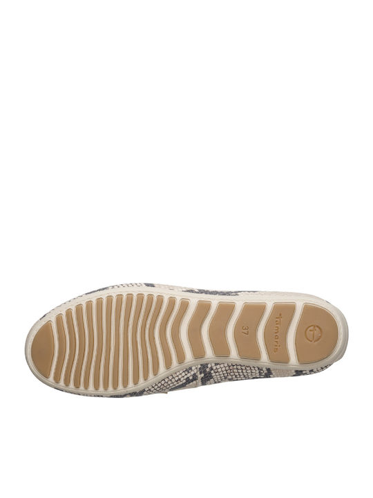 Leather Women's Loafers in Beige Color