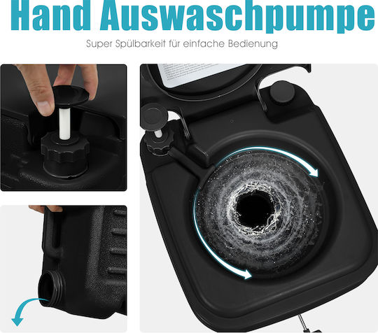 Costway Portable Camping Toilet 20L + 12L with Removable Waste Tank