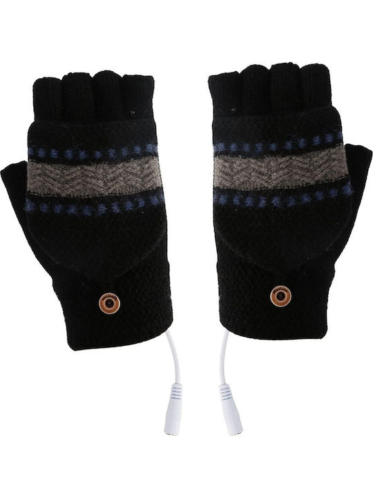 Unisex Knitted Touch Fingerless Gloves Gray Heated