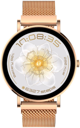 Aurafit Ella 3 42mm Smartwatch με Παλμογράφο (Χρυσό)