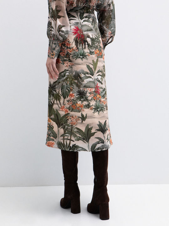 Midi Skirt Floral Tropical