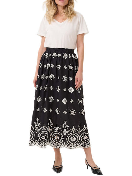 Cream Hochtailliert Maxi Rock Black, Cream