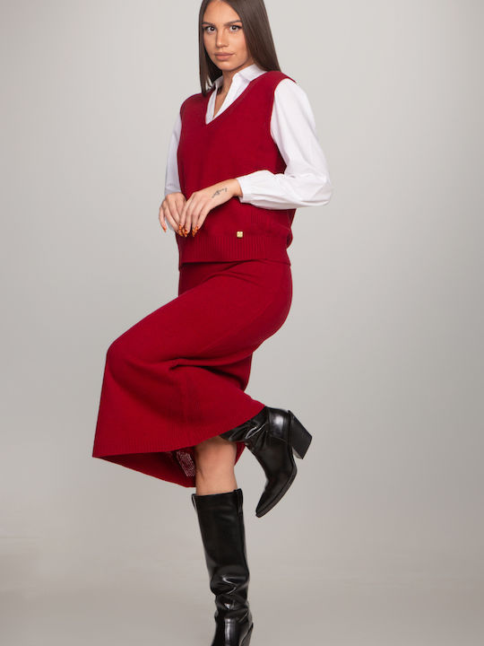 Set cu Fustă Dark Red