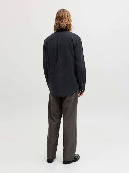 Long Sleeve Linen Shirt Black