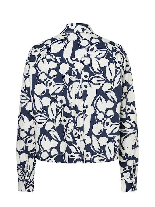 Langärmelig Damen Hemd Blue Blumen