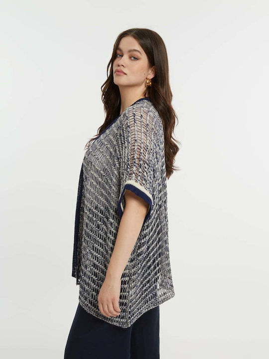 Short Women's Knitted Cardigan Bicolor