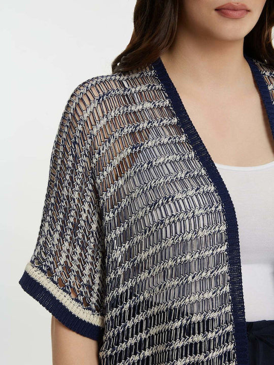 Short Women's Knitted Cardigan Bicolor