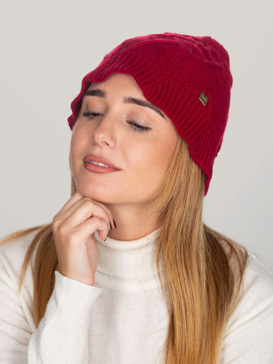Beanie Γυναικείος Σκούφος Πλεκτός σε Κόκκινο χρώμα