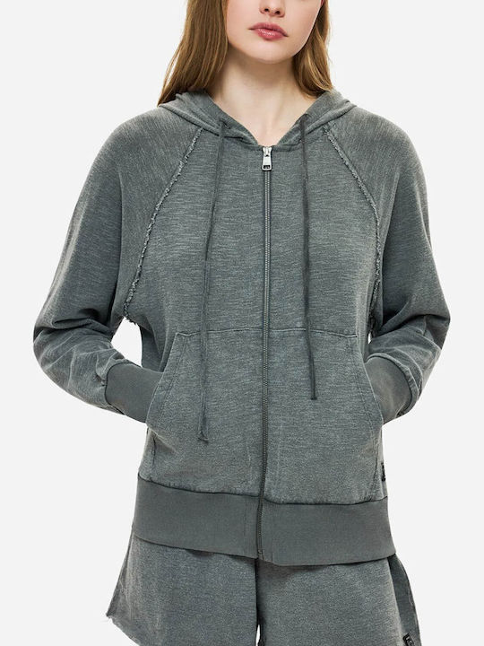 Damen Sweatshirt Mit Kapuze Vintage Graues
