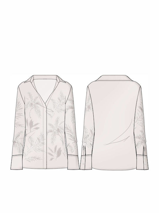Women's Satin Long Sleeve Shirt White