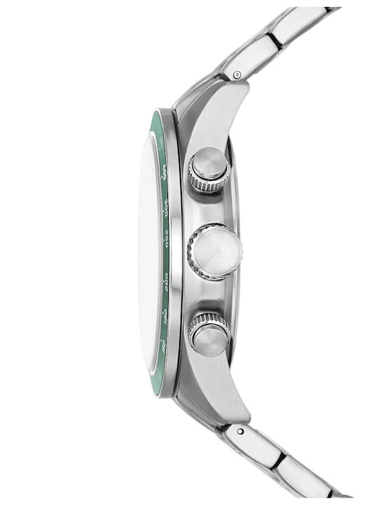 Fossil Herrenuhr 22mm Chronograph Batterie mit Silber Metallarmband