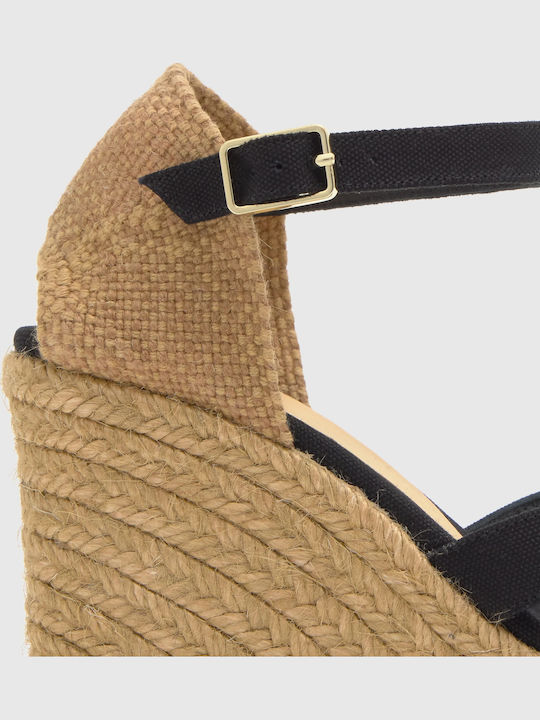 8 001 Women's Leather Platform Espadrilles Black