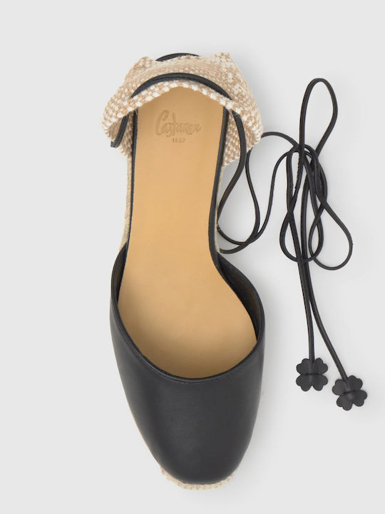 Carina 6 Women's Leather Platform Espadrilles Black