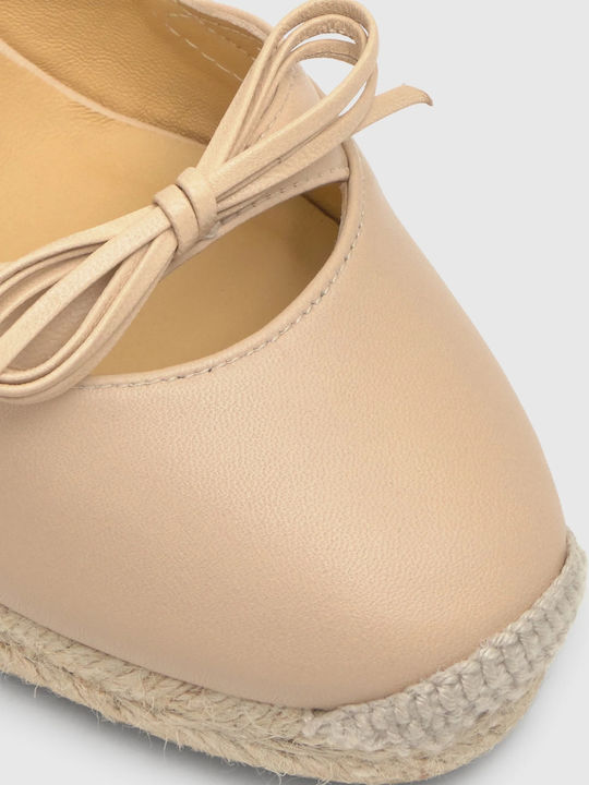 Women's Leather Platform Espadrilles Pink