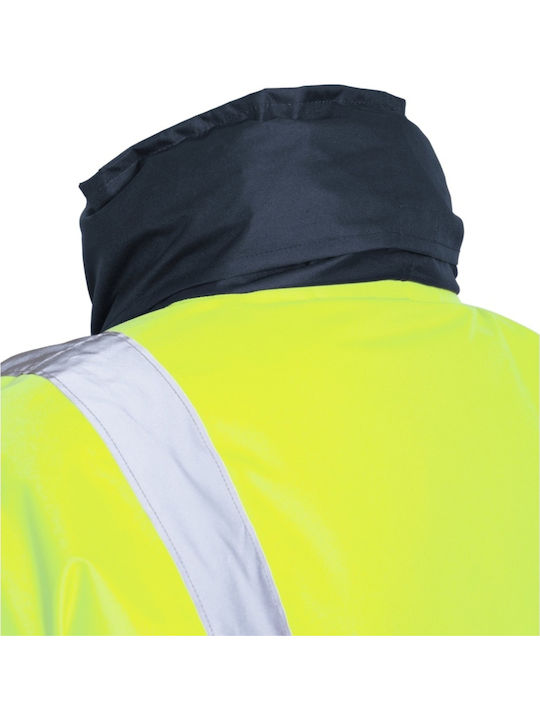 Active Gear Μπουφάν Εργασίας Ανακλαστικό Θερμαινόμενο Softshell Ψύχους με Κουκούλα Κίτρινο