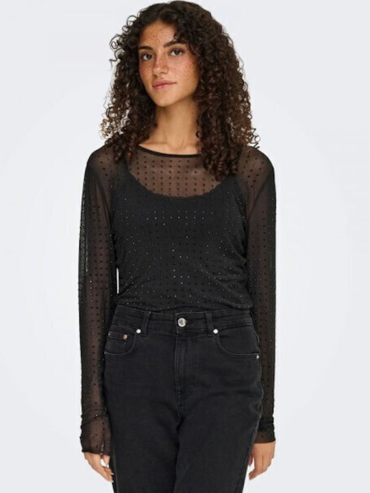 Women's Sports Blouse with Mesh Black Rainbow