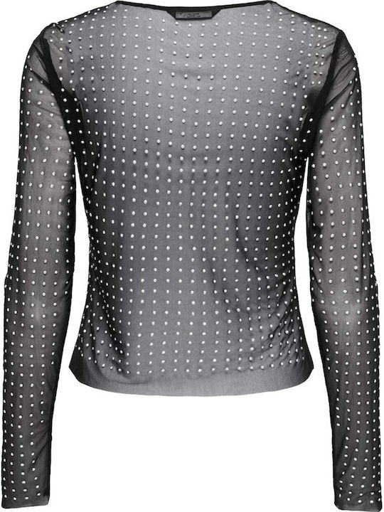 Women's Sports Blouse with Mesh Black Rainbow