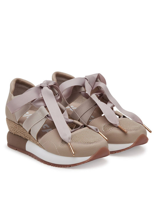 Platforme De Vară Pentru Femei Tip Espadrile Bej
