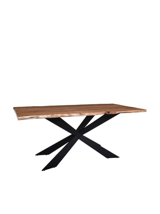 Lizard-wt Tisch Speisesaal aus Massivholz & Metall Black, Natural 180x90x78cm