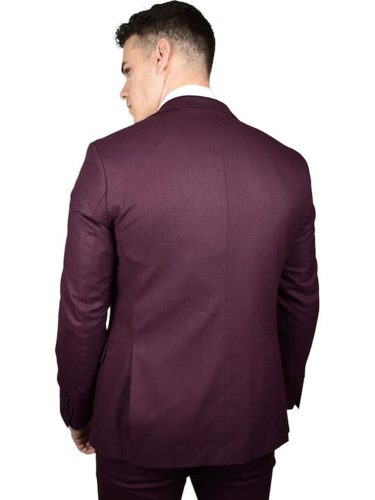 Men's Suit with Vest Bordeaux