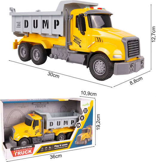 Interactive Dump Truck Children Realistic Design Movable Wheels Sound Light Effects Size 30 X 12.7 X 8.8 Cm
