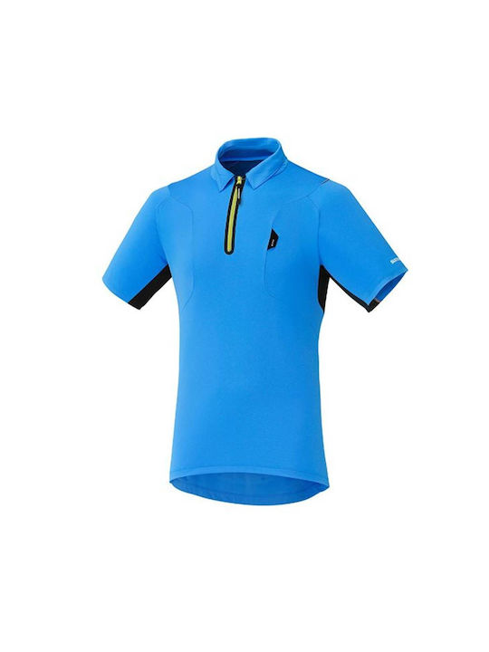 Shimano Мъжка Къс Ръкав Колоездене Блуза Синя