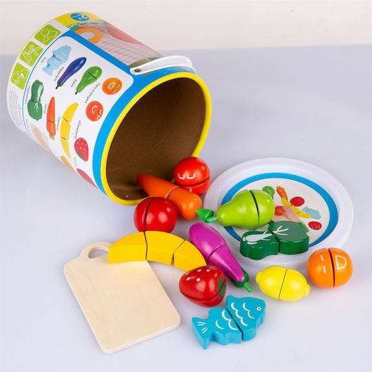 Kinderplay Joc cu fructe și legume din lemn 14buc