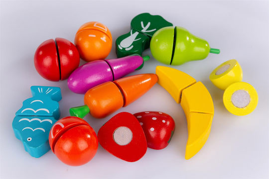 Kinderplay Joc cu fructe și legume din lemn 14buc