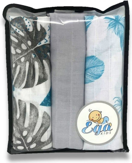 Ega Hässe-Wickeltücher Blau 60x80cm. 3Stück