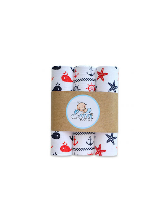 Ega Baby Burp Cloth White 60x80cm. 3pcs